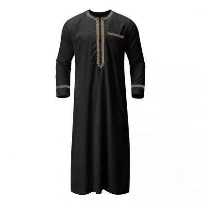 Muslim Fashion Men Jubba Thobes Arabic Pakistan Dubai Kaftan Abaya Robes Islamic Clothing Saudi Arabia Black Long Blouse Dress