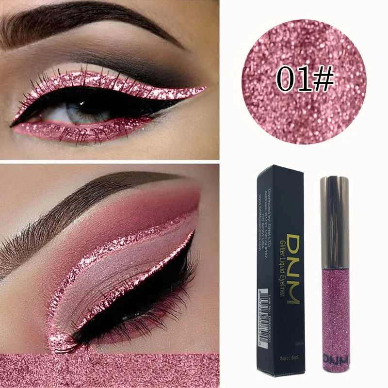 Glitter Eyeliner Vibrant Waterproof Long-Lasting for Flawless Eye Makeup Diamond Shiny Silver Rose Gold Eyeliner Beauty Cosmetic - AMULET RING STORE