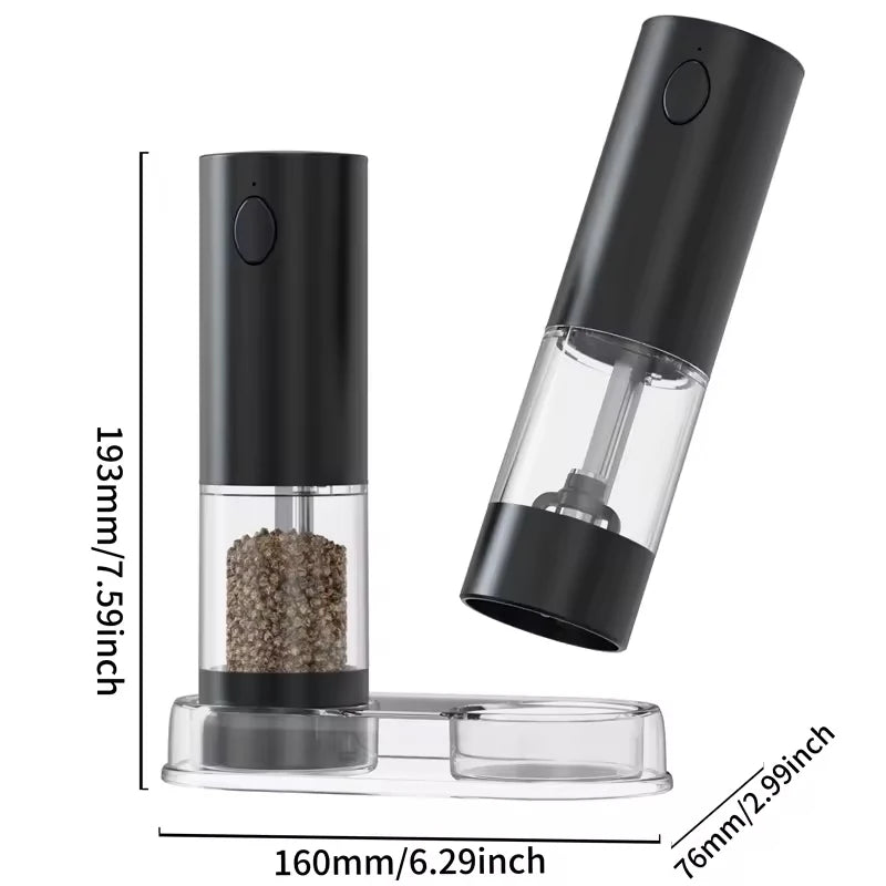 1/2PCS Electric Salt And Pepper Grinder with LED Light Gravity Sensing Adjustable Spice Mills Cordless Automatic Kitchen Gadget - AMULET RING STORE