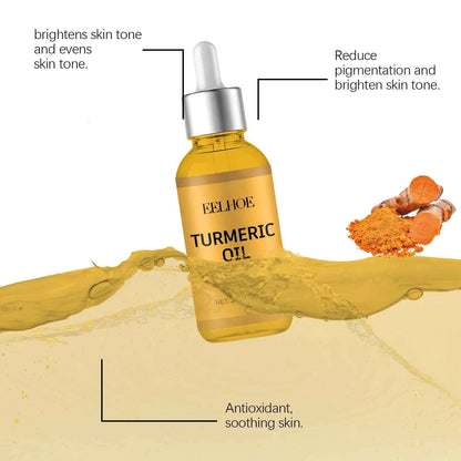 EELHOE Turmeric Essence Oil 30ml Shrink Pores Deep Moisturizing Hydration Repair Damaged Skin Facial Body Massage Oil Skin Care