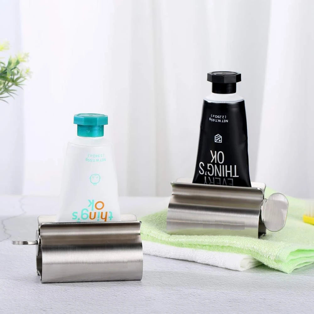 Bathroom Accessories Toothpaste Squeezer Tube Roller Stainless Steel Wringer Roller Rotate Dispenser for Ointments Cosmetics - AMULET RING STORE