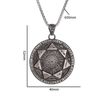 Retro Fashion Seven Angels Magic Circle Solomon's Seal Necklace Pendant AMULET RING STORE