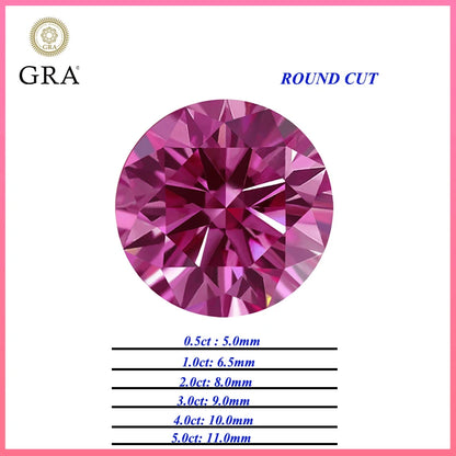Pink Moissanite Stones with GRA Certificate Round/Pear/Oval/Emerald/Heart/Cushion/Princess/Asscher/Radiant Cut