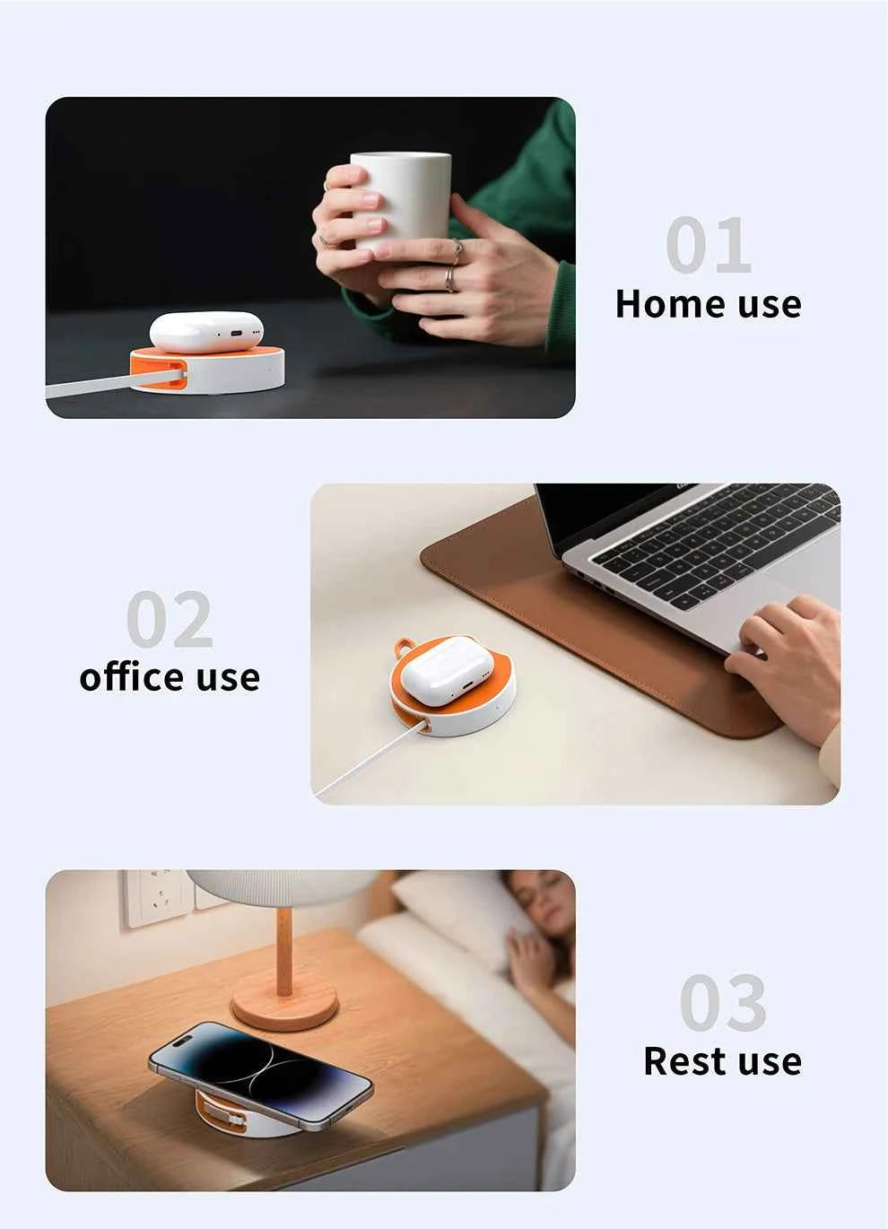 Wireless Charger for iPhone 15 14 13 Samsung S23 Huawei Mate60 15W Fast Charge with Hidden USB Cable Universal Charging Pad for