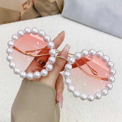 Pearls Decorative Sunglasses Women Luxury Fashion Trend Sun Glasses Gradient Color Lenses UV Protection Eyewear Fast Shipping