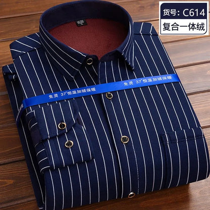 2023 Autumn and Winter New Fashion Trend Plaid Shirt Men's Casual Comfort Plus Fleece Thick Warm High Quality Long Sleeve Shirt