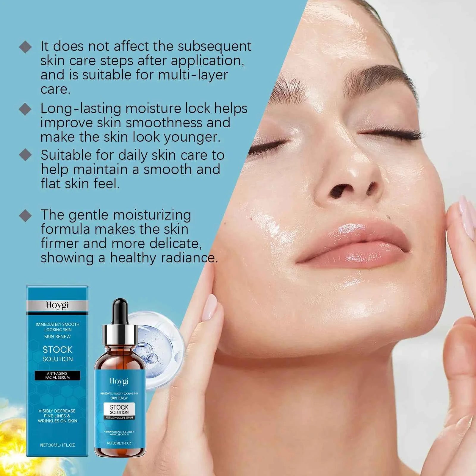 Collagen Facial Serum Hydrating Brightening Essence, Under Eye Wrinkle Care Gentle Anti-Aging Concentrate for All Skin Types