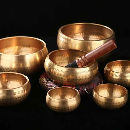 Nepal handmade Singing Bowl Tibet Buddha Sound Bowl Yoga Meditation Chanting Brass Chime Handicraft Music Therapy Tibetan - AMULET RING STORE