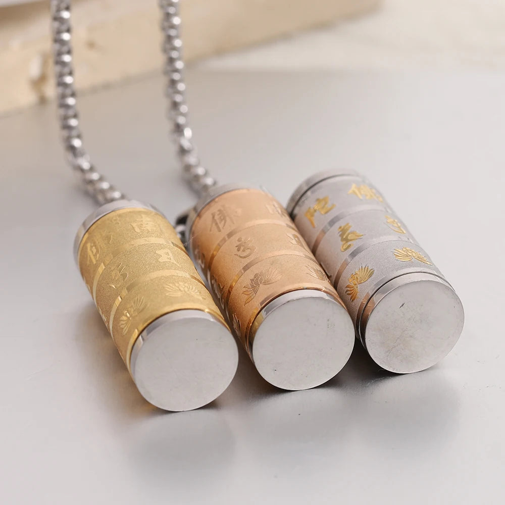 VQYSKO Tibetan Prayer Wheel Pendant - Om Mani Padme Hum