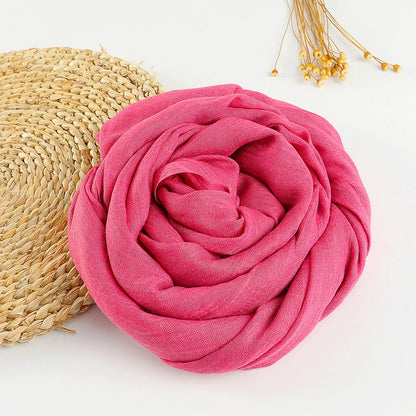 Autumn Winter New Cotton Linen Scarf For Women Girls Solid Color Sunscreen Scarves Soft Foulard Viscose Female Wrap Shawls