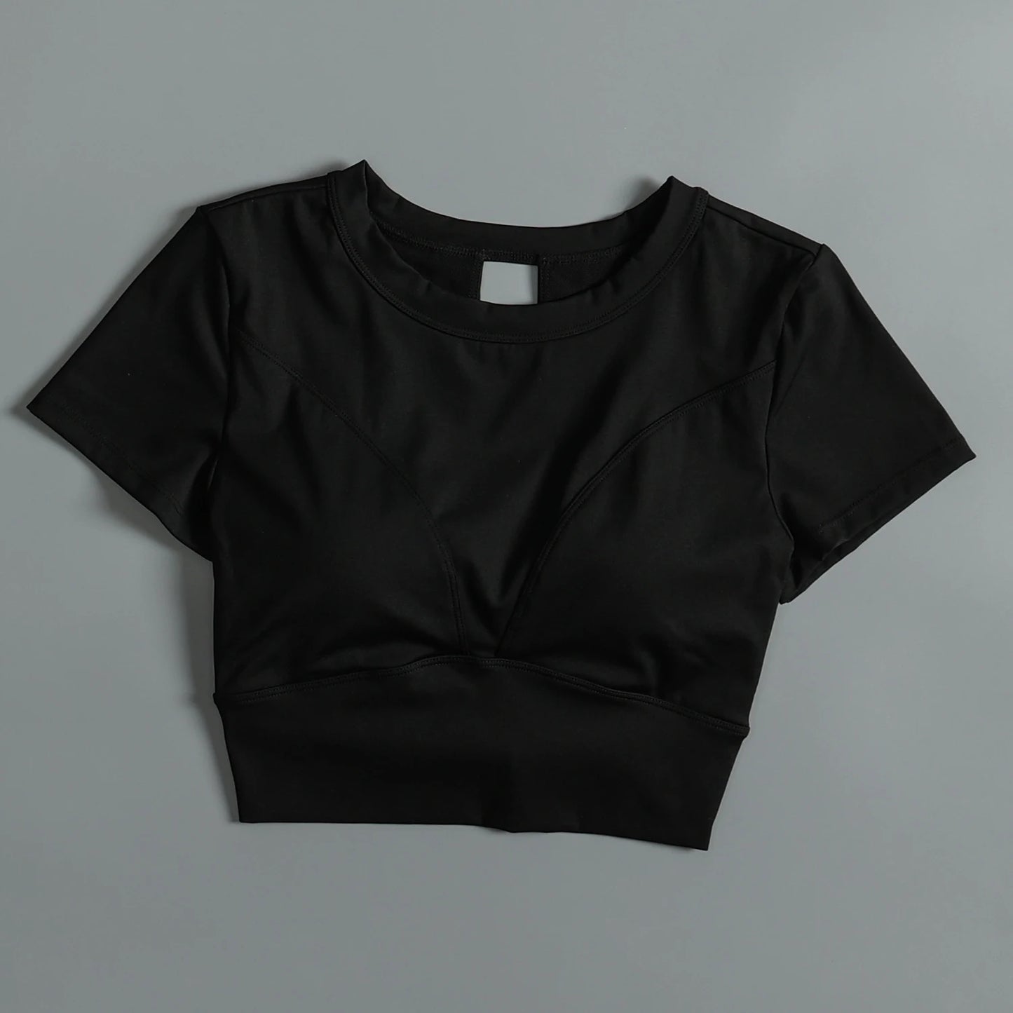 Yoga suit with chest pad sports beauty back fashionable quick-drying short-sleeved T-shirt running Pilates training fitness - AMULET RING STORE