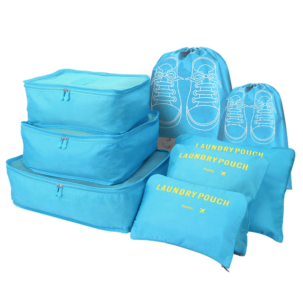 8/7/6 Pieces Set Travel Organizer Storage Bags Suitcase Packing Cubes Set Cases Portable Folding Luggage Clothes Shoe Tidy Pouch - AMULET RING STORE