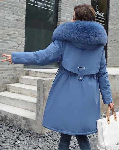 Winter Jacket 2025 New Women Parka Clothes Long Coat Wool Liner Hooded Jacket Fur Collar Thick Warm Snow Wear Padded Parka 6XL