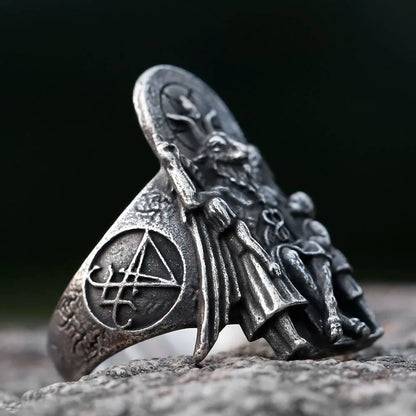 2022 NEW Men's 316L stainless-steel rings Vintage Lucifer Satan Punk Rock Personality Religion Jewelry Gift free shipping
