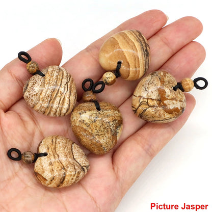 24mm Heart Shape Pendants Natural Stone Healing Crystal Quartz Tiger Eye Energy Gemstones for Jewelry Making DIY Necklace Gifts