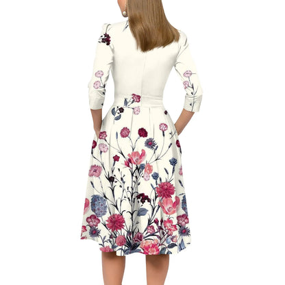 Traf Women 2025 Women'S Casual And Fashionable 3/4 Sleeve Pocket With Back Zipper Dress