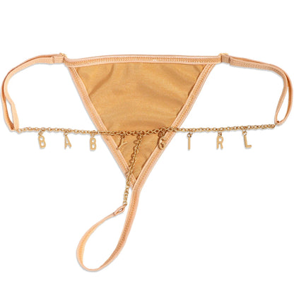 Customize Letter Name Thong Sexy Women Tanga Panties Metal Waist Body Chain G-String Big Butt Briefs Personalized Underwear Gift - AMULET RING STORE
