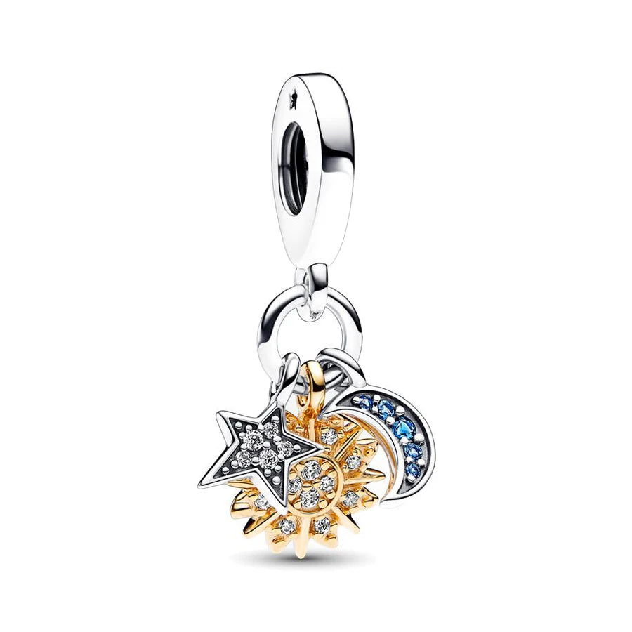 Gorgeous Splittable Sun & Moon, North Star & Lucky Love Heart Dangle Charm Fit Original Pan Bracelet DIY Jewelry Accessories - AMULET RING STORE