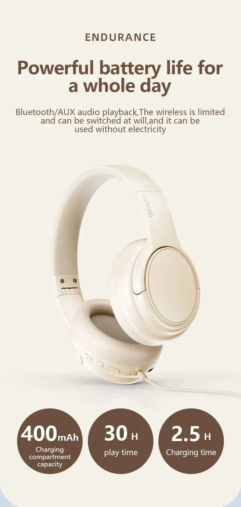 Original Lenovo TH20 Wireless Earphones Head Mounted Bluetooth Headphones HD Stereo Low Latency Music Game Earbuds Sport Headset