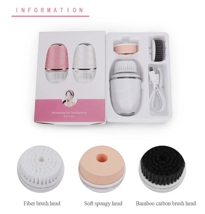 3 in 1 Electric  Facial Cleansing Brush Blackhead Remover Makeup Removal Face Deep Pores Cleaning Massager Face Cleaner