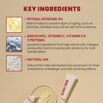 SEOUL 1988 Eye Cream Niacinamide 2% Retinal Acid Ginseng Serum Lighten Fine Lines Firming Pores Brightening Face Korean Skincare - AMULET RING STORE