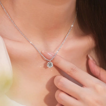 TEN CARATS 0.5-2CT S925 sterling silver Moissanite Women's Necklace Super Sparkly D Color VVS1 Pendant chain plated Jewelry - AMULET RING STORE