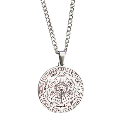 Seven Archangels Sigil Talisman Necklaces Men Boys Seal of Solomon Pendant Chain