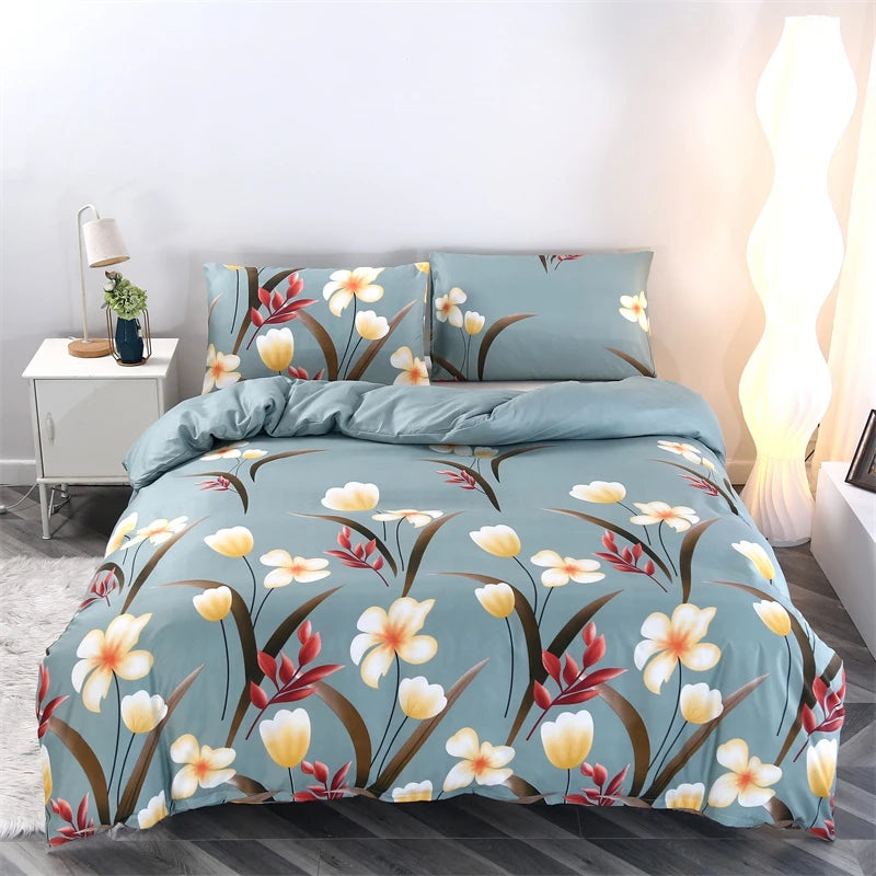 Reversible Summer Blossom Single Twin Full Queen Duvet Cover Set