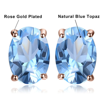 JewelryPalace Rose Gold Yellow Gold Plated Oval Natural Amethyst Citrine Garnet Topaz Peridot 925 Sterling Silver Earrings Woman