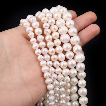 Natural Freshwater Pearl Beads Rice Round Shape Isolation Loose Beaded for Jewelry Making DIY Bracelet Necklace Accessories Gift - AMULET RING STORE