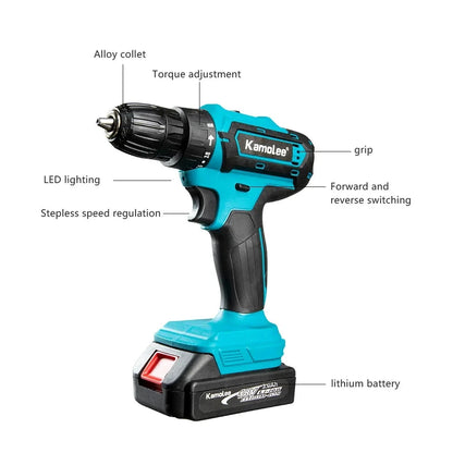 Kamolee 10mm Cordless Electric Impact Drill Electric Screwdriver Home DIY Power Tools For Makita 18V Battery - AMULET RING STORE
