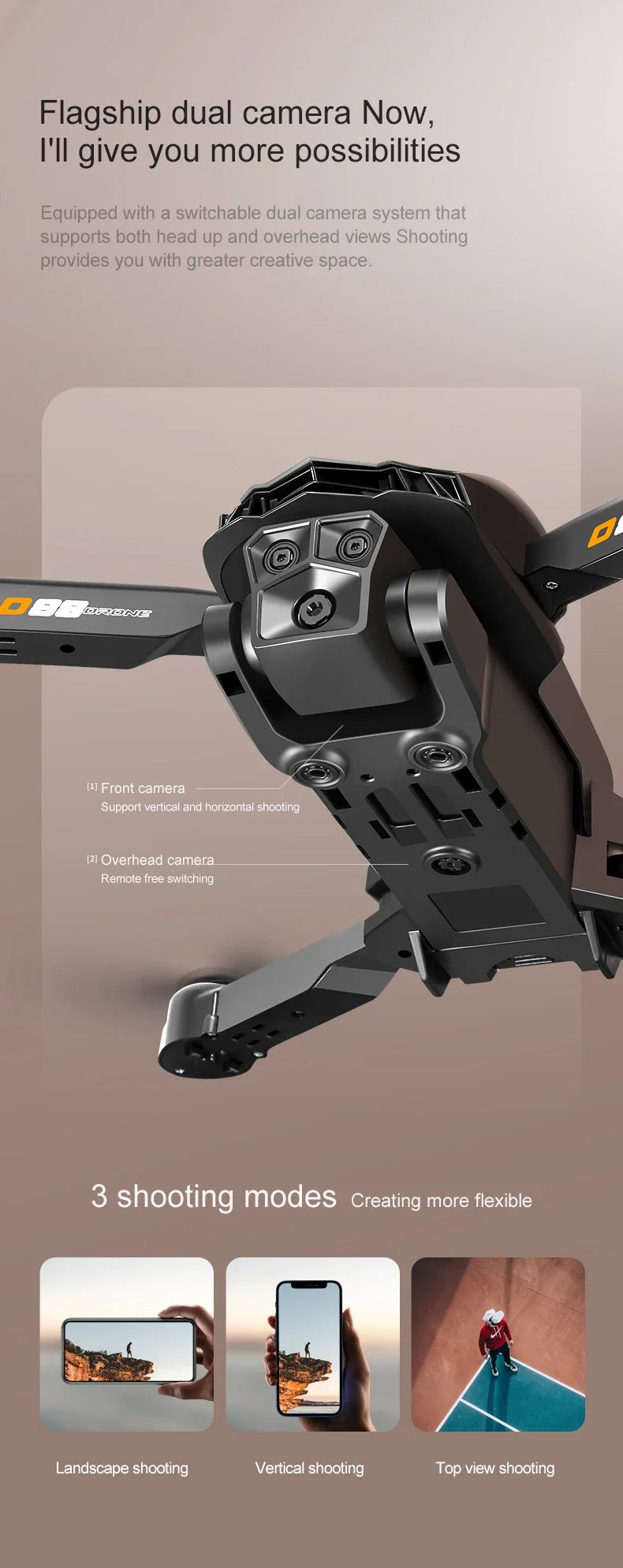 Xiaomi D88 Drone HD Dual Camera 3 Battery Professional Aerial Photography Optical Flow Hovering Gesture Shooting Folding Drone