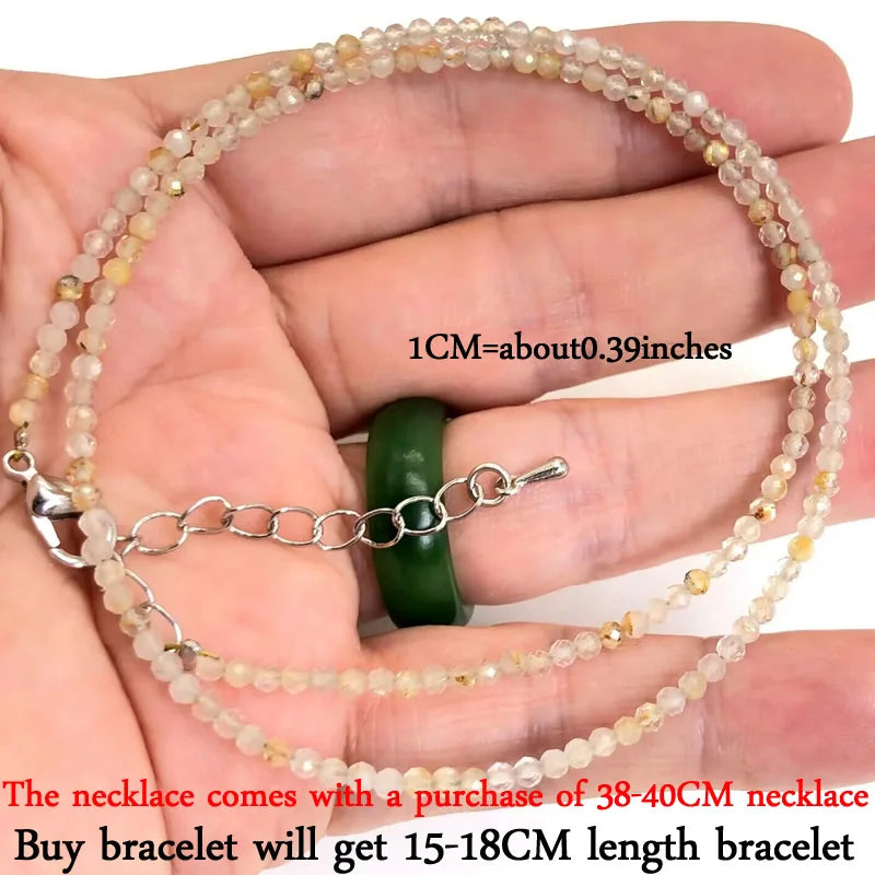 2-3mm Natural Stone Beaded Necklace Handmade Mini Tourmaline lapis crystal Energy Healing Female Bracelet for Women Jewelry Gift - AMULET RING STORE
