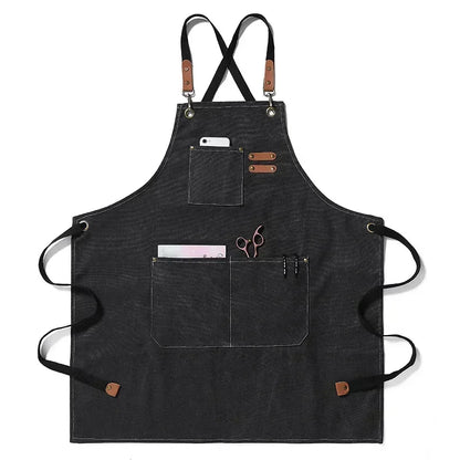 Customized apron New Fashion Canvas Kitchen Aprons For Woman Men Chef Work Apron For Restaurant Bar Shop Cafes Studios Uniform - AMULET RING STORE