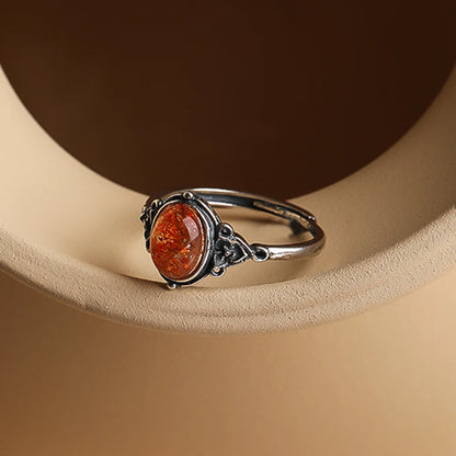 925 Sterling Silver Ring Natural Gemstone Finger Ring Vintage Engraved Design Jewels for Women's Daily Wear Men's Ring Accessory