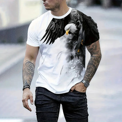 Men's Summer Fashion T-shirt Eagle 3D Printed Short sleeved T-shirt Summer Outdoor Leisure Quick drying Breathable T-shirt - AMULET RING STORE