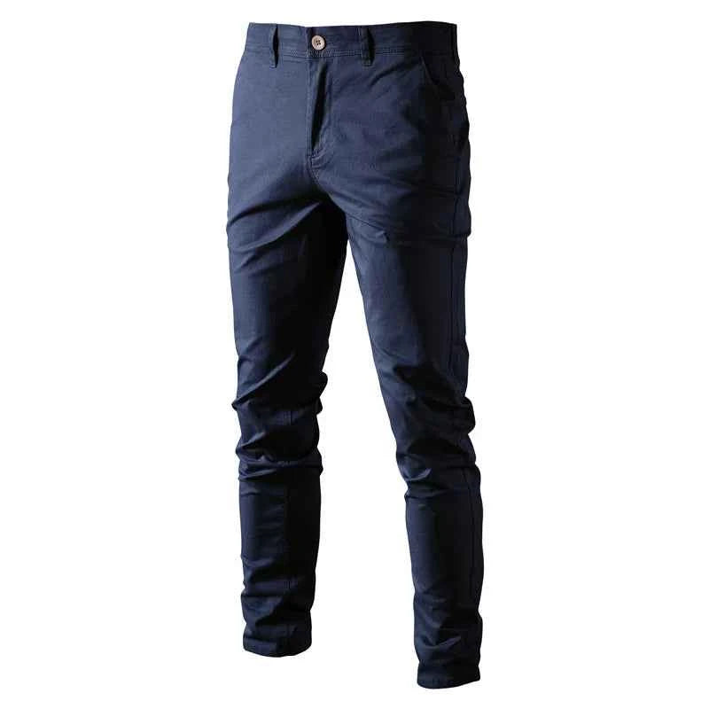 Men's Work Business Pants Cotton Casual Trousers Solid Color Slim Fit Straight Long Pant Spring Autumn Versatile Breathable Pant