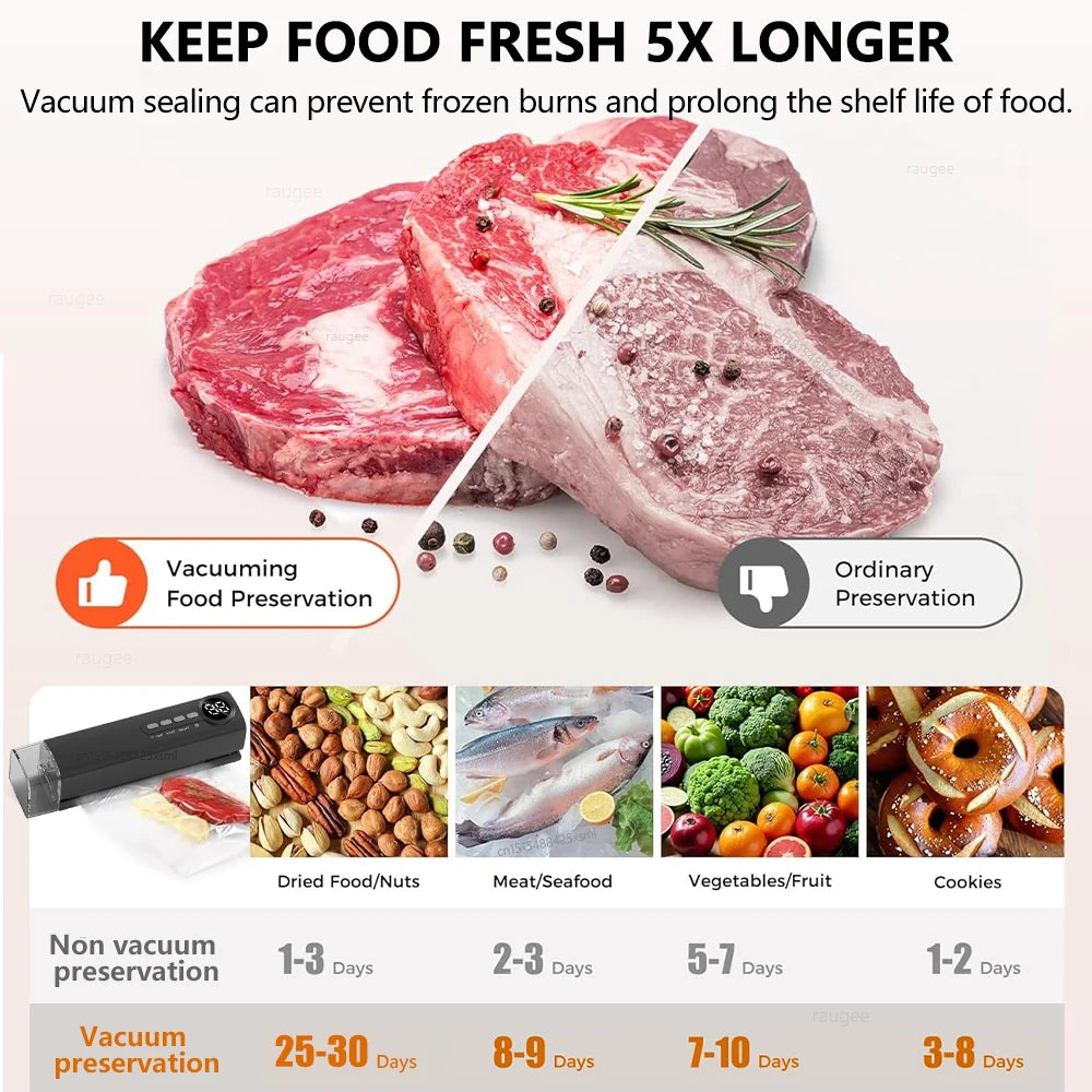 Mini Vacuum Sealer Wireless Multifunctional Food Sealer With Suction Dry/Moist Food Sealing Machine Plastic Bag Heat Sealer - AMULET RING STORE