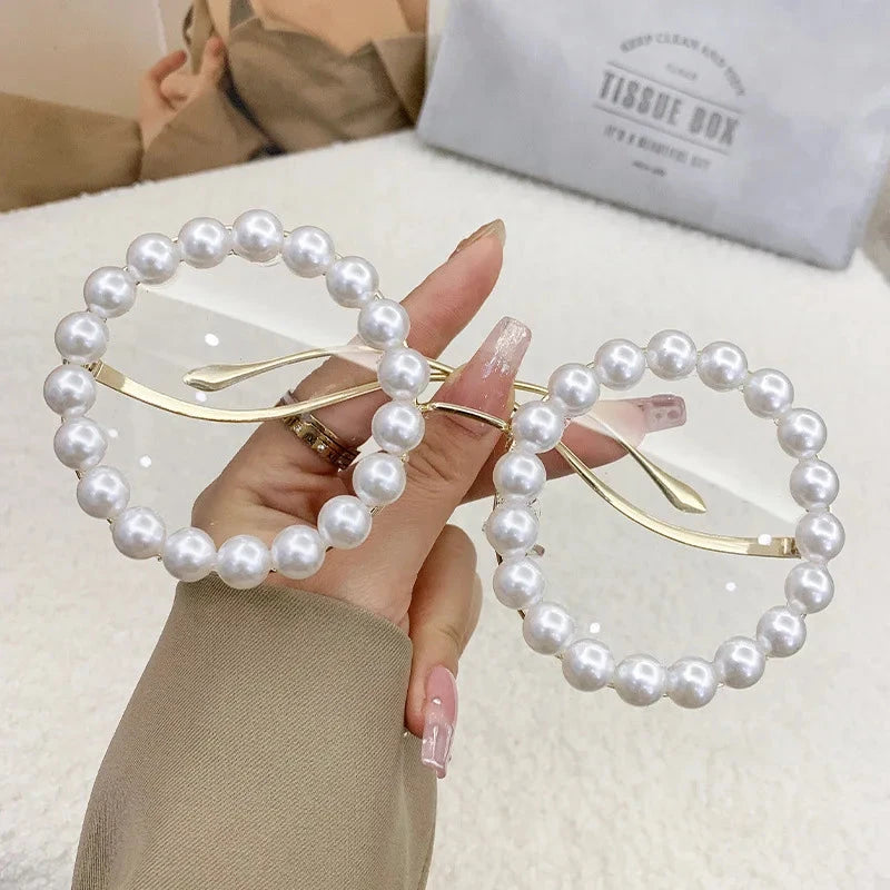 Pearls Decorative Sunglasses Women Luxury Fashion Trend Sun Glasses Gradient Color Lenses UV Protection Eyewear Fast Shipping