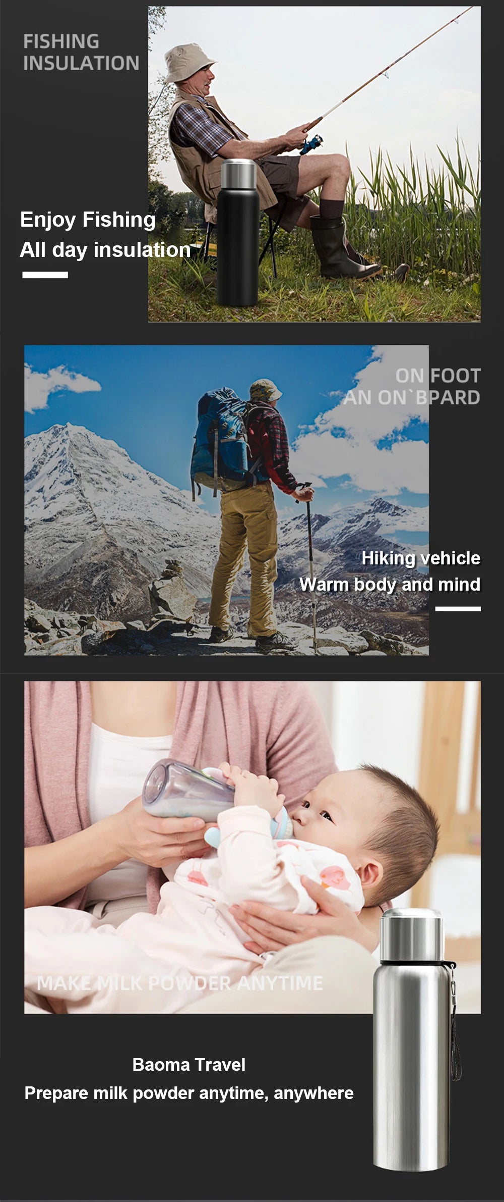 600-1500ml 316 Stainless Steel Thermos Bottle LED Temperature Display Thermal Mug Vacuum Flask Water Bottle For Outdoor Camping - AMULET RING STORE