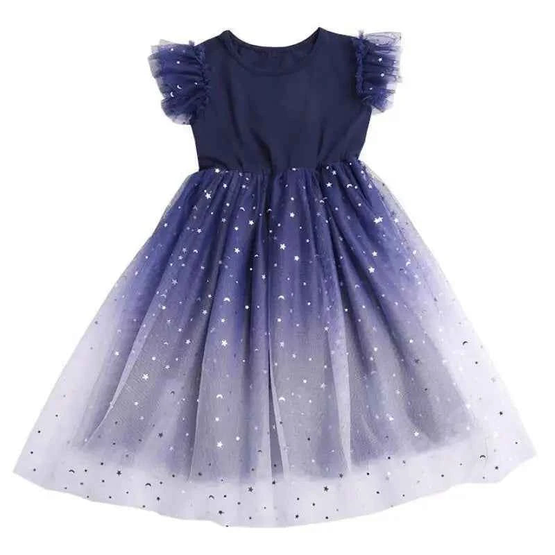 Summer Girls Rose Print Dress Princess Wedding Birthday Party Frocks Satin Children Vestidos Dresses For Girl Christmas Clothing