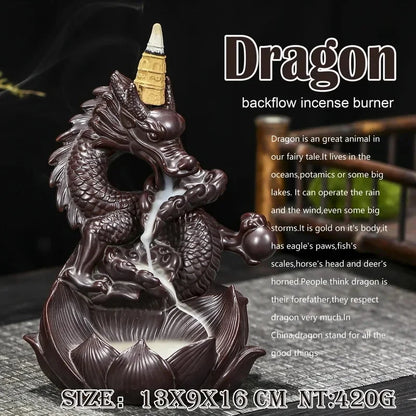 Y The Western Pterosaur Backflow Incense Burner Dragon for Incense Sticks Living Room Smoke Waterfall Incense Base Ceramic Stove - AMULET RING STORE