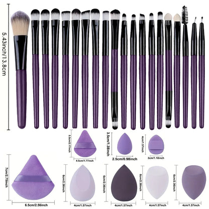 8/20Pcs Eye Makeup Brush Set Portable Soft Makeup Tool Eyeshadow Blending Detail Cosmetics Brush Kit with Makeup Egg Powder Puff - AMULET RING STORE