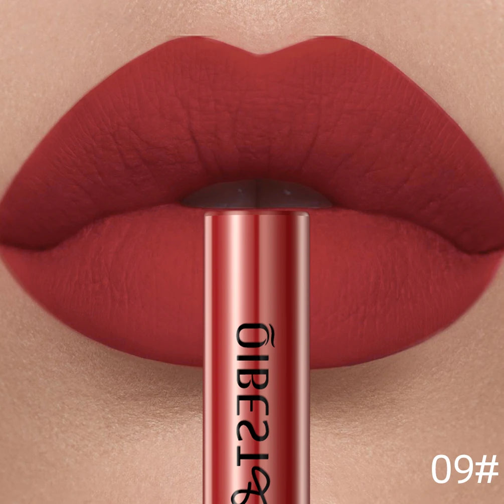 QIBEST Matte Liquid Lipstick Waterproof Long Lasting Velvet Lip Gloss Tint Tube Matte Nude Pigment Red Lipgloss Lips Makeup - AMULET RING STORE