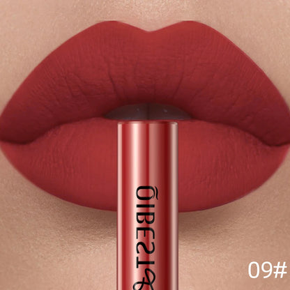 QIBEST Matte Liquid Lipstick Waterproof Long Lasting Velvet Lip Gloss Tint Tube Matte Nude Pigment Red Lipgloss Lips Makeup - AMULET RING STORE