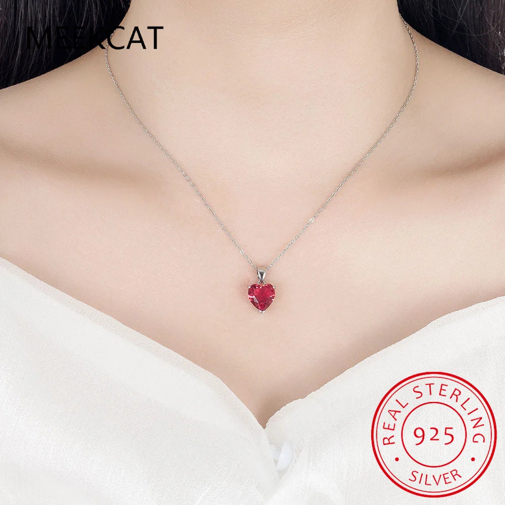 Natural Heart 1.57ct Citrine Sky Blue Topaz Garnet Emerald Pendant Necklace 925 Sterling Silver Women Colorful Birthstone Colar