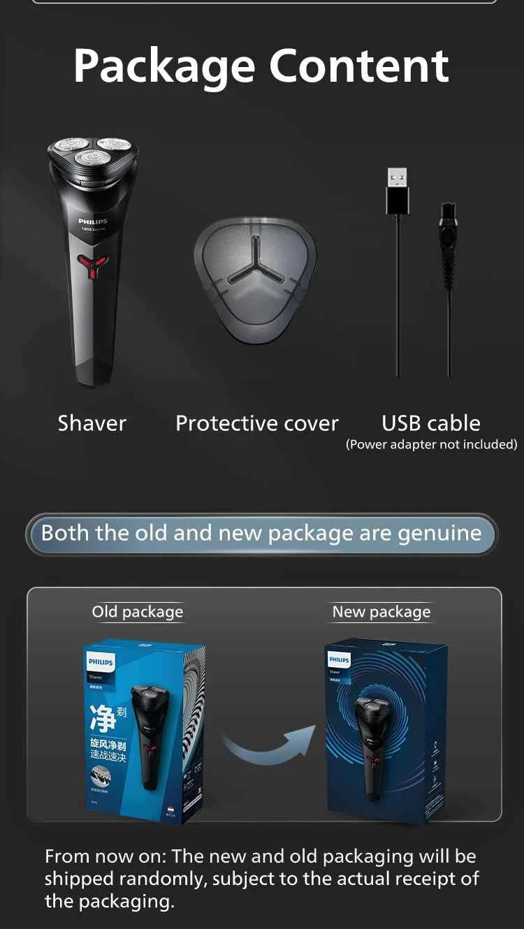PHILIPS S1113 Electric Shaver USB Charge Stainless Steel PowerCut Blade Razor Triple Floating Head Men Fast Shave Beard Trimmer