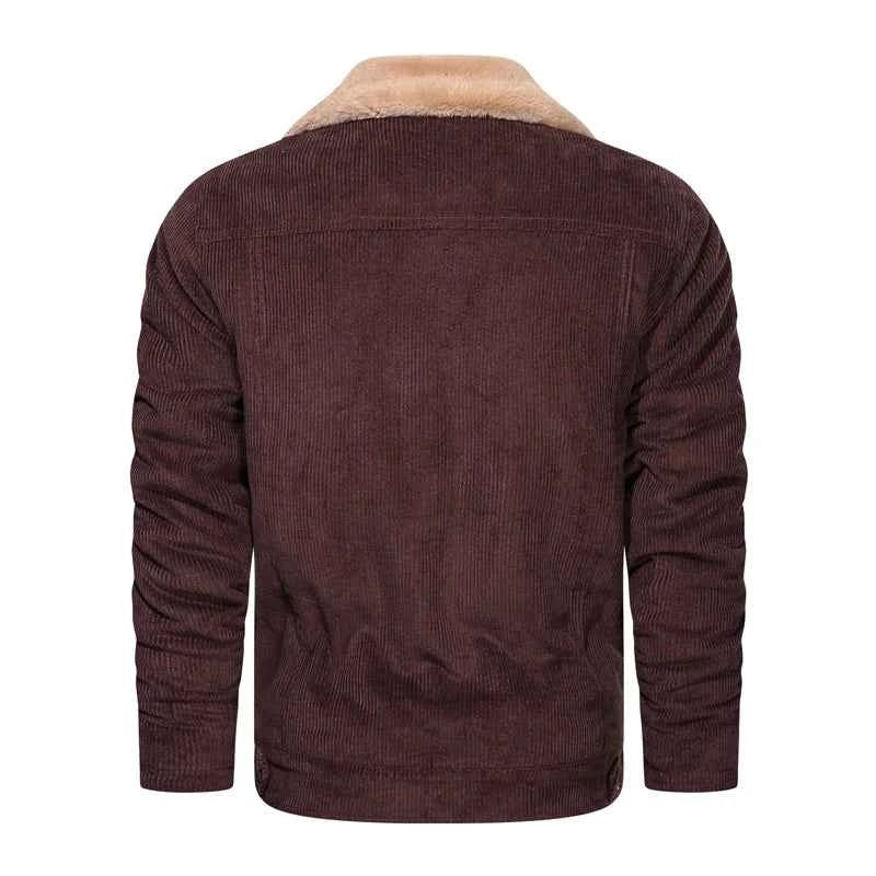 Winter Men's Outdoor Parkas Jacket with Fleece Lining and Multiple Pockets Wool/Polyester