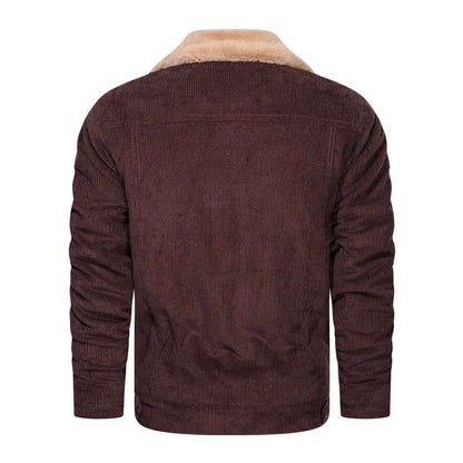 Winter Men's Outdoor Parkas Jacket with Fleece Lining and Multiple Pockets Wool/Polyester