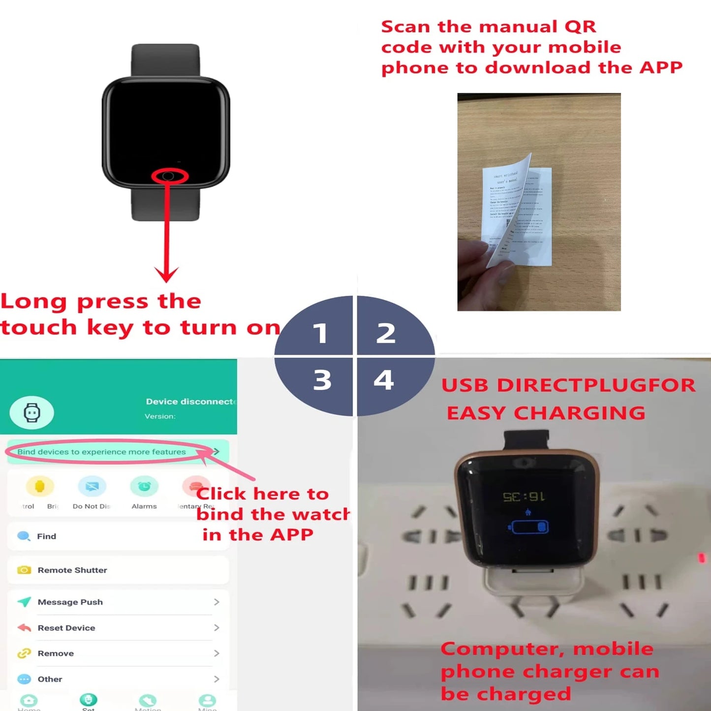 Smartwatch Men Women Wristwatches Smart Watch Message Fitness Monitor Bracelet Birthday Gift Electronic Clock For Android IOS - AMULET RING STORE